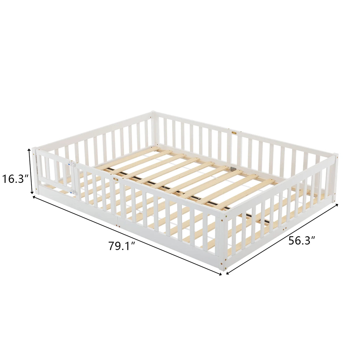 Ktaxon Montessori Twin Floor Bed with Safety Guardrails, Toddler Bed Frame for Kids, Wood Frame - Nature