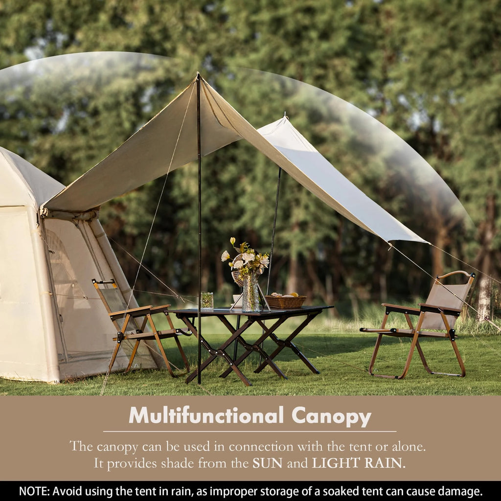 Erommy 3-4 Person Inflatable Tents for Camping with Large Rainproof Cover, Blow-Up Tent with Hand Pump, Easy Setup Tent House, Air Tent for Camping Adult,Beige