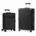 Luggage Sets Aluminum Frame PC ABS Hardshell with TSA Lock Spinner Wheels Zipperless 2 Piece 20 28 Inch Black