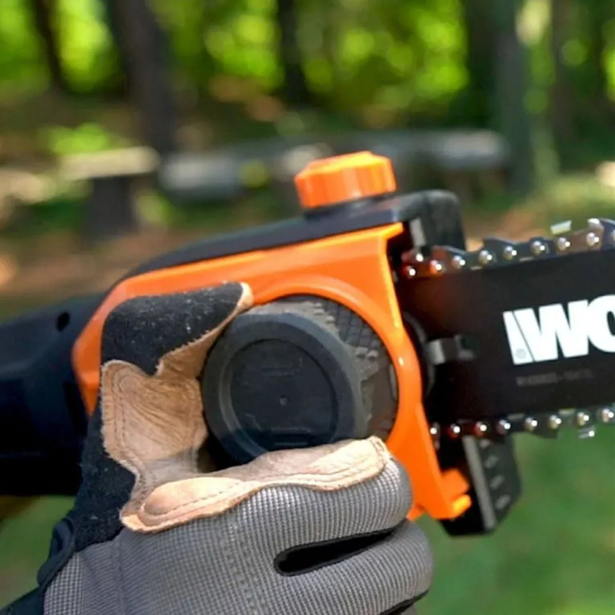 WORX WG349 2 in 1 Cordless 8 Inch Pole Saw w/ Auto Tension, Black and Orange
