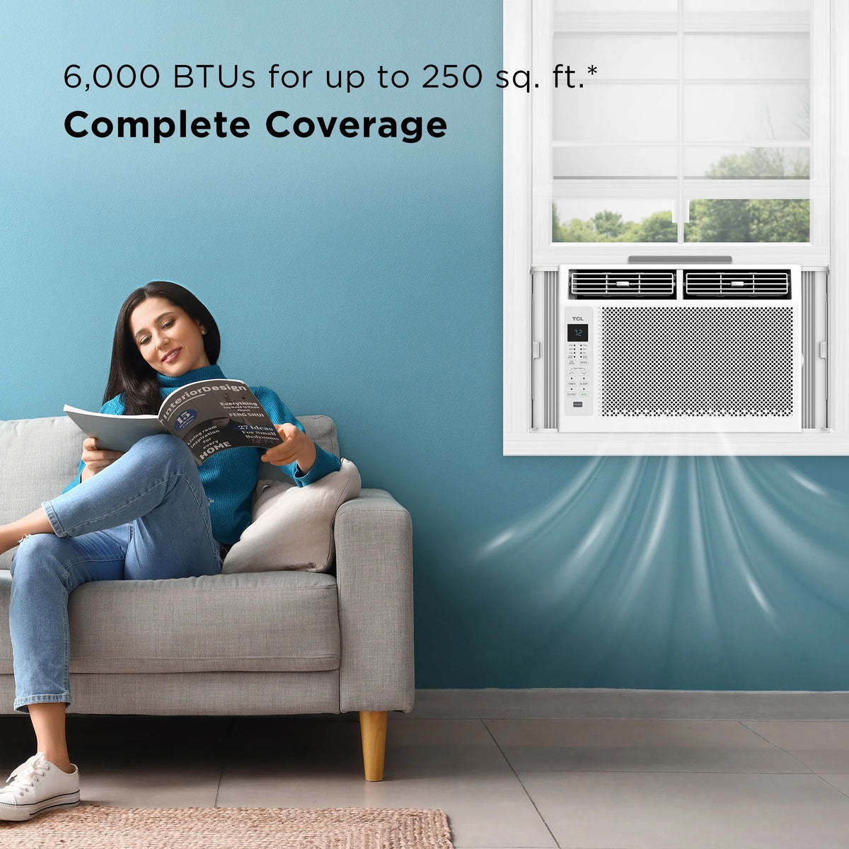TCL 6,000 BTU Window Air Conditioner, 250 sq. ft., LED Display, Included Remote,  White, W6W32