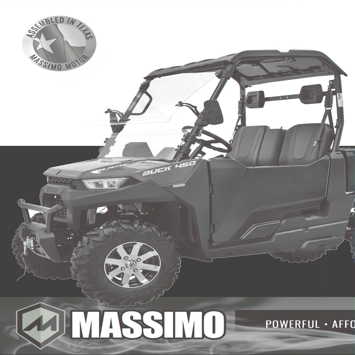 Massimo Buck 450 Side by Side UTV, EFI, 4 Stroke, 325cc, 25.5 HP, 4X4, 3000lb Winch - Red