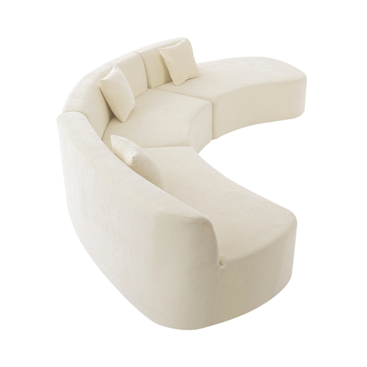 Harper & Bright Designs Modern Curved Floor Sofa Set, Modular Sectional Sponge Couch for Living Room, 2 PC Free Combination No Assembly Foam-Filled Sofa, Beige
