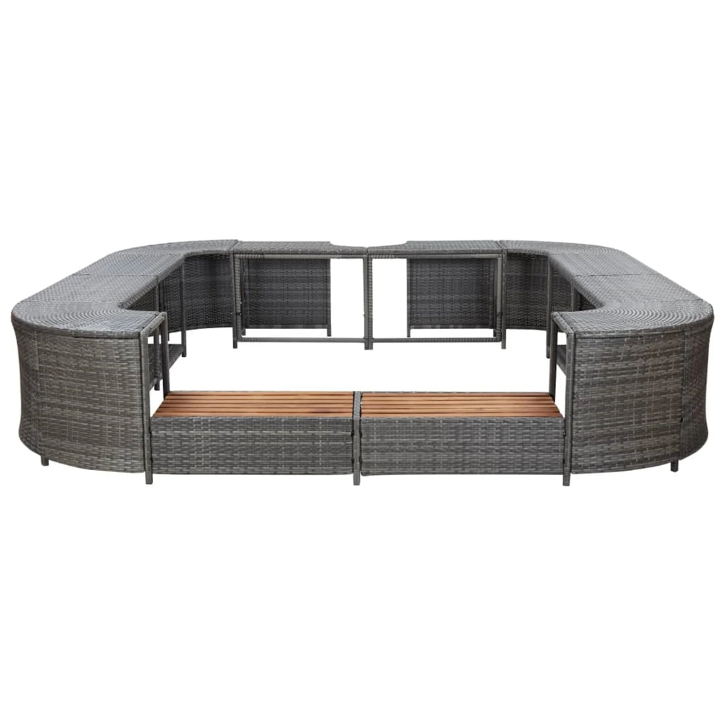 vidaXL Square Spa Surround Black 105.5"x105.5"x21.7" Poly Rattan