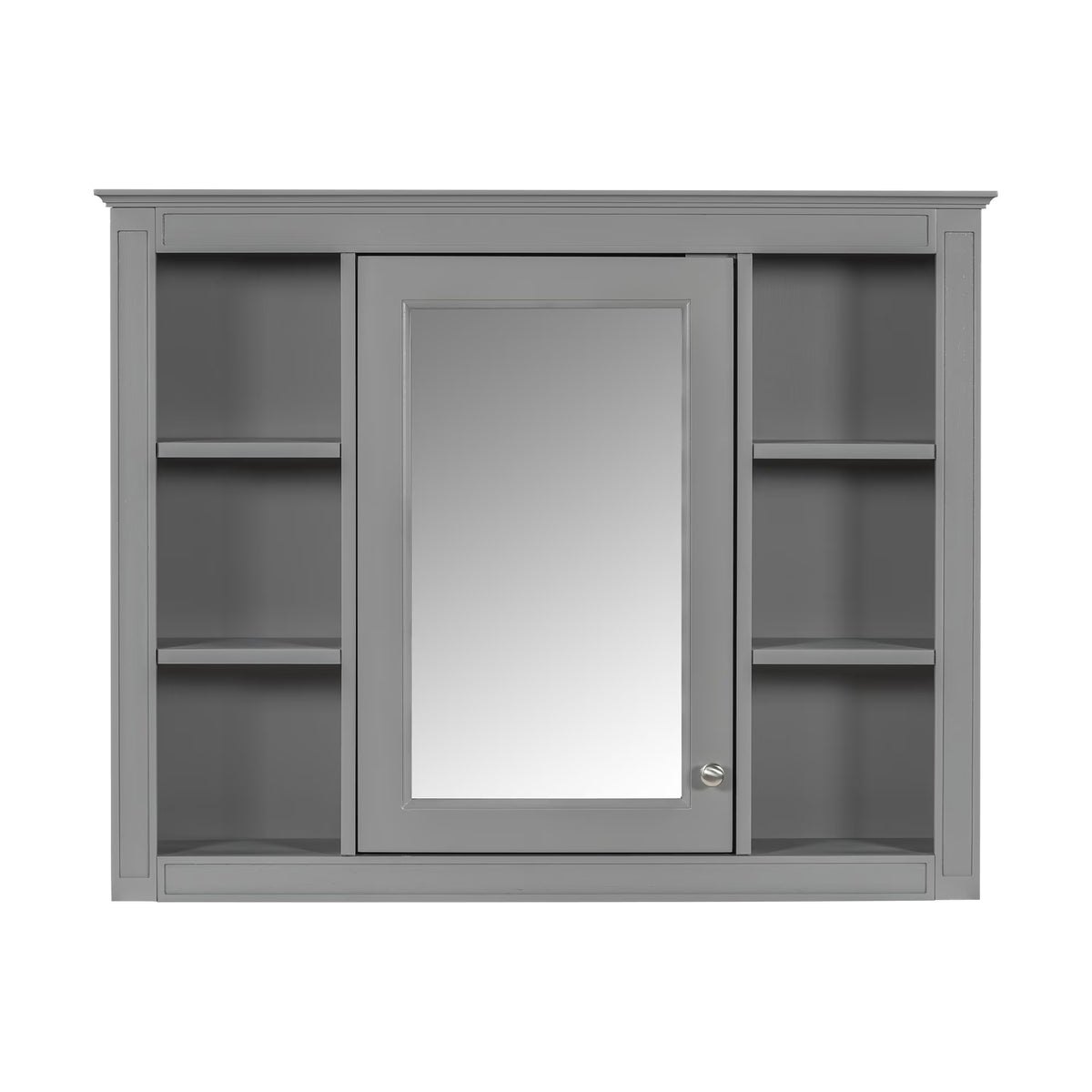 Furvclv Bathroom Wall Mirror Cabinet Modern Wall Mounted Cabinet Storage Organizer With Single Mirror Door 6 Open Shelves