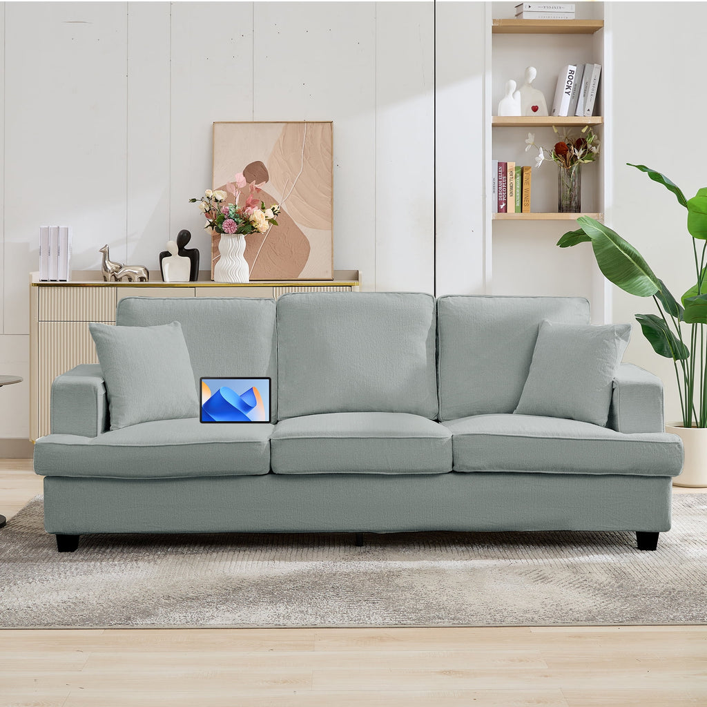 Korser 89" Chenille Sofa 3 Seater Couch with Extra Upholstered Deep Seats for Living Room,Removable Cover,Beige