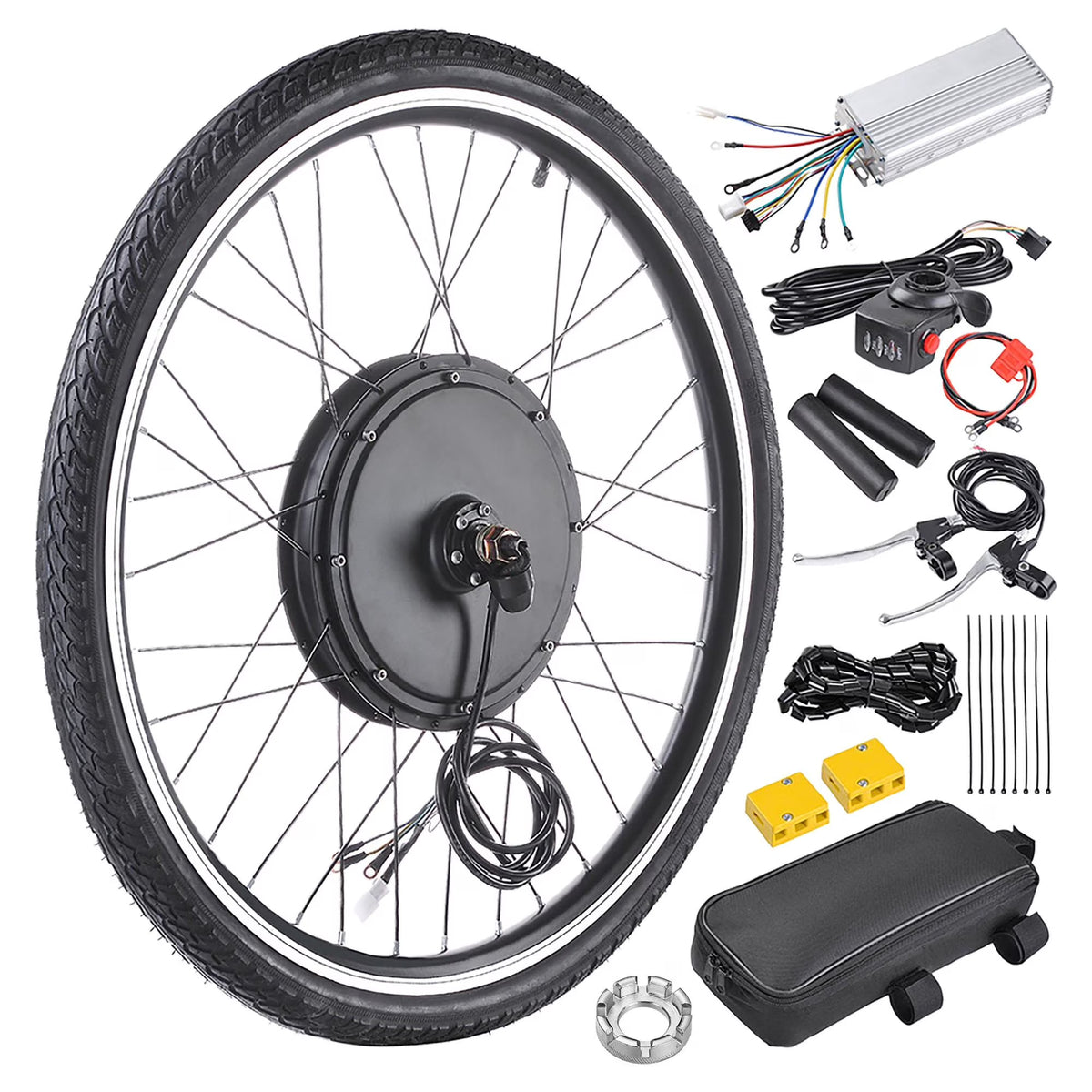 Yescom Electric Bike Conversion Kit 48V 1000W 26" Front Wheel E-Bike Conversion Kit Dual Mode Controller