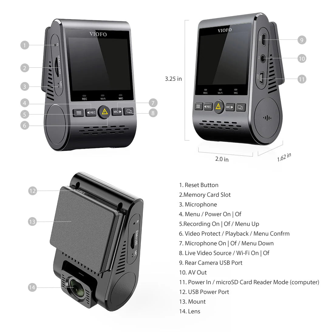 VIOFO Dual Dash Cam, 2K 1440P 60fps+1080P 30fps Front and Rear Dash Camera with Wi-Fi GPS, Parking Mode(A129 Plus Duo)