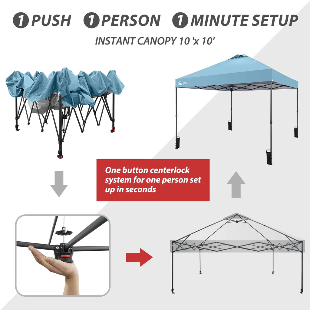 CROWN SHADES 8x8 Pop Up Canopy with One Push Setup Easy Outdoor Sun Shade for Events Parties Camping Forest Green