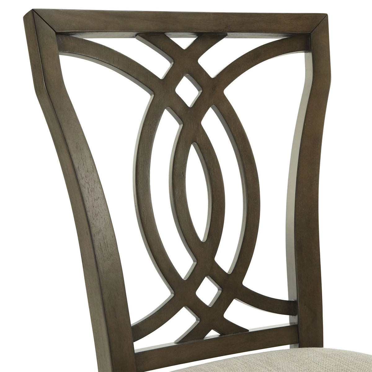 Weston Home Rococo Wood Upholstered Dining Chairs, Set of 2, Beige Fabric, Dark Walnut Finish, Side Chair