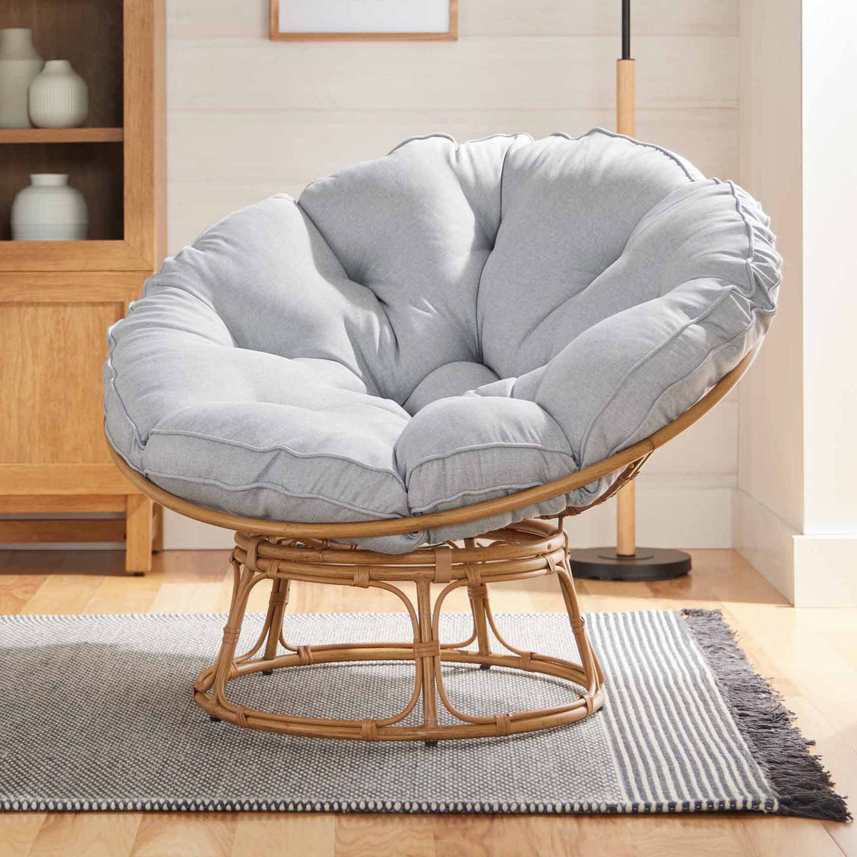 Better Homes & Gardens Papasan Accent Chair, Gray Linen