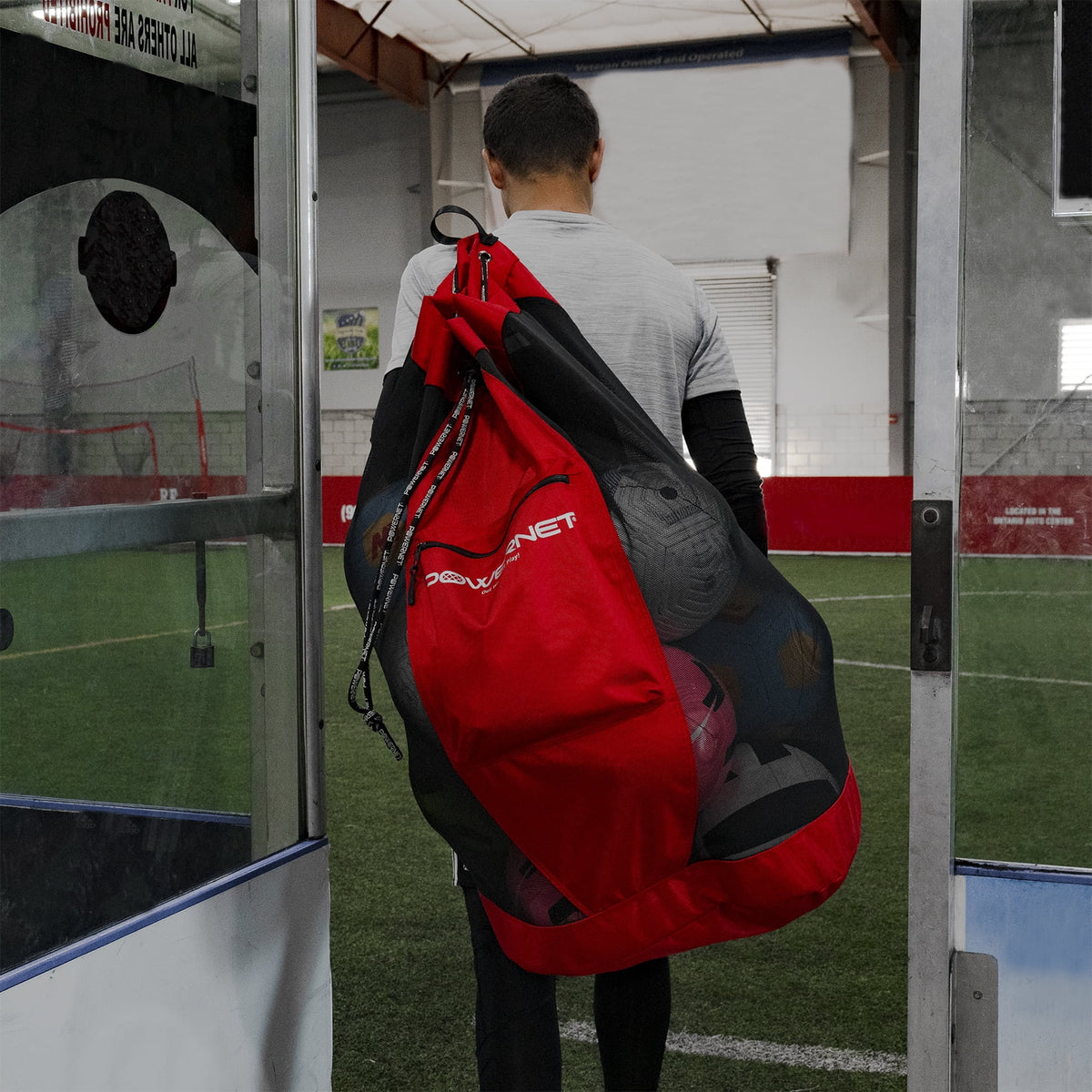 PowerNet 8x4 Ft Soccer Goal Portable Bow Style Net and Large Ball Carry Bag Bundle | Quick Setup Ultra Portable | Full Size Framed Soccer Goal | Perfect for Teams and Coaches