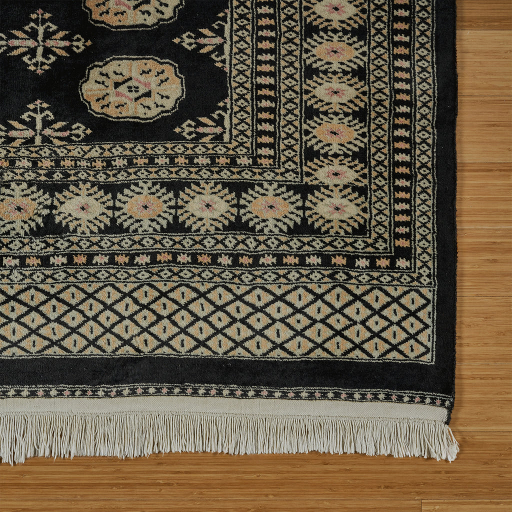 Pakistani Hand Knotted Rug Collection, Classic Bukhara Cumra Black