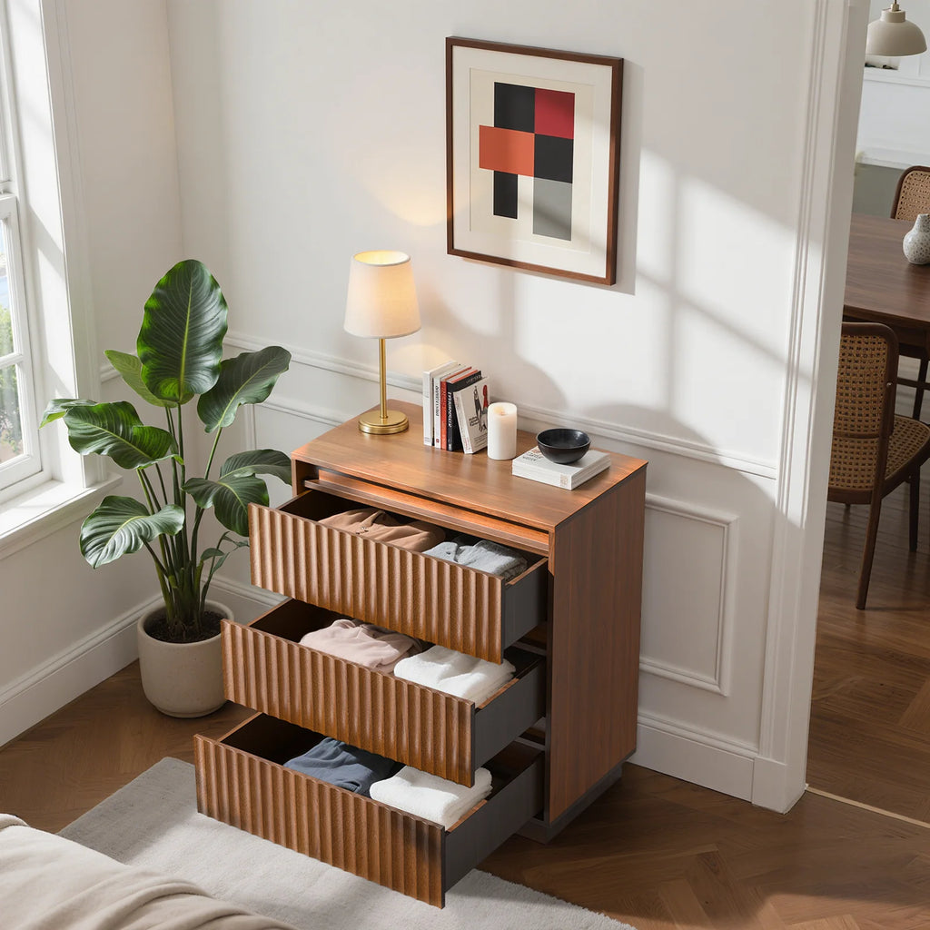 Wood Dresser, 6 Drawer Dresser for Bedroom, Modern Chest of Drawers with Deep Drawers Waterproof Living Room, Hallway, Entryway