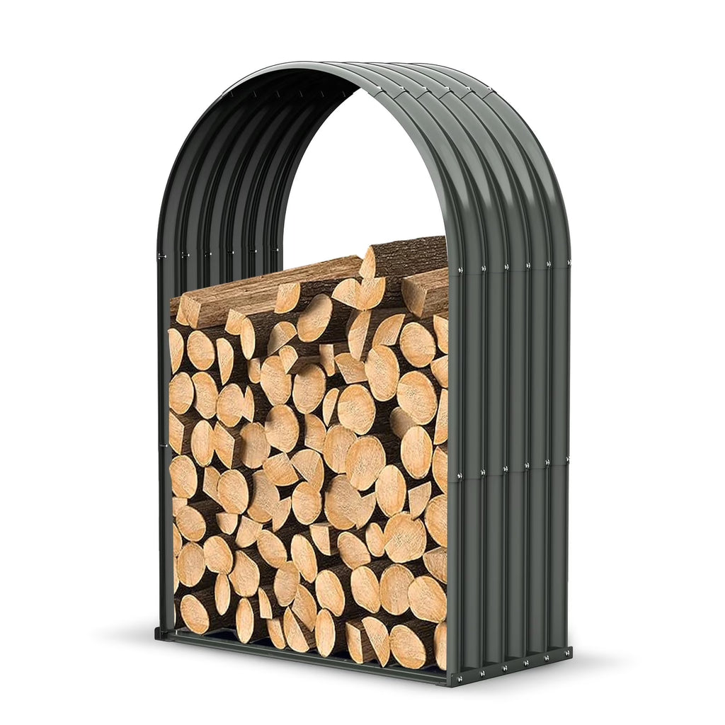 TRAMULL Outdoor Heavy Duty Galvanized Steel Log Holder