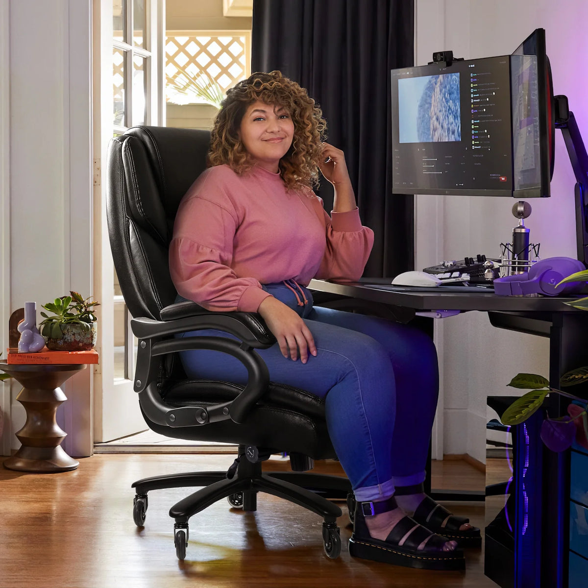 Waleaf Heavy Duty Big and Tall Office Chair 500lbs with Adjustable Lumbar Support,High Back Office Chair for Adults