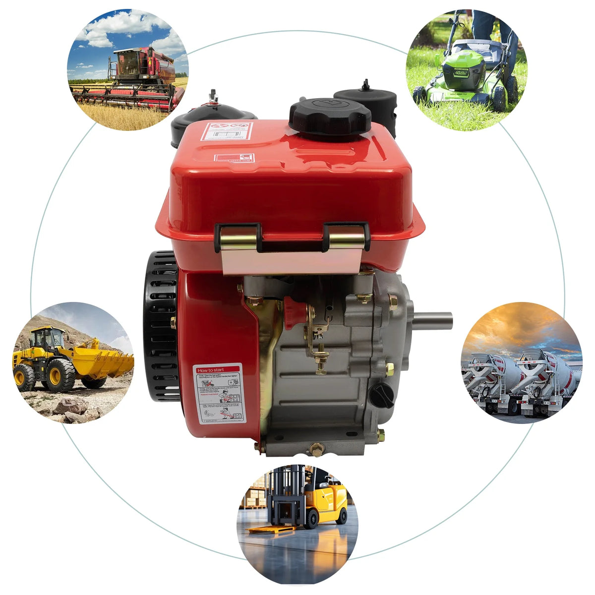 Peakora 4-Stroke 3-Horsepower Single-Cylinder Diesel Engine Recoil Start System Diesel Motor for Go Cart Mini Bike Chipper Log Splitter Lawn Mower Cement Mixer (Red)