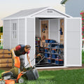 9 x 5.8 FT Outdoor Storage Shed, Linor Resin Shed with Floor, Window, and Vents, Weather-Resistant Garden Shed for Garden Tool Outside Sheds, Bike Shed, Backyard Shed