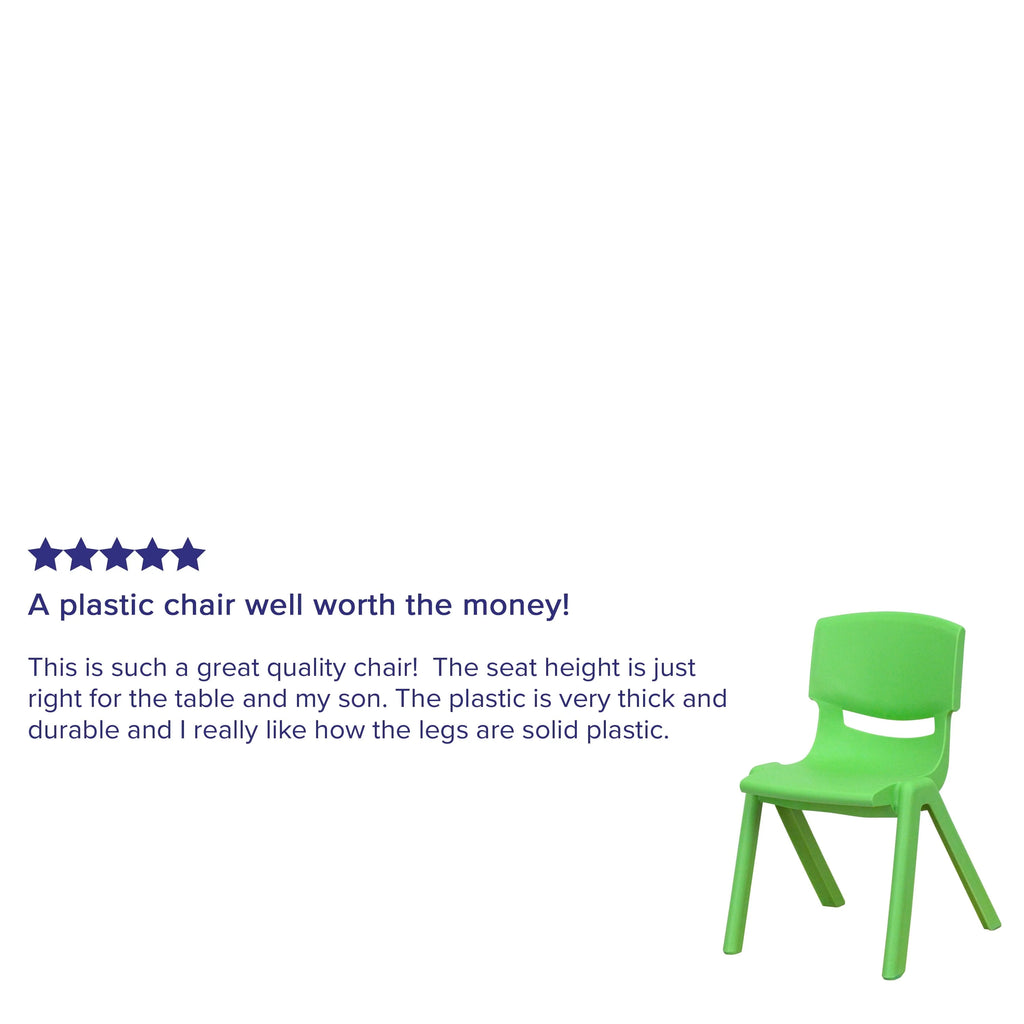 Emma + Oliver 4 Pack Green Plastic Stack School Chair with 12" Seat Height - Kids Chair