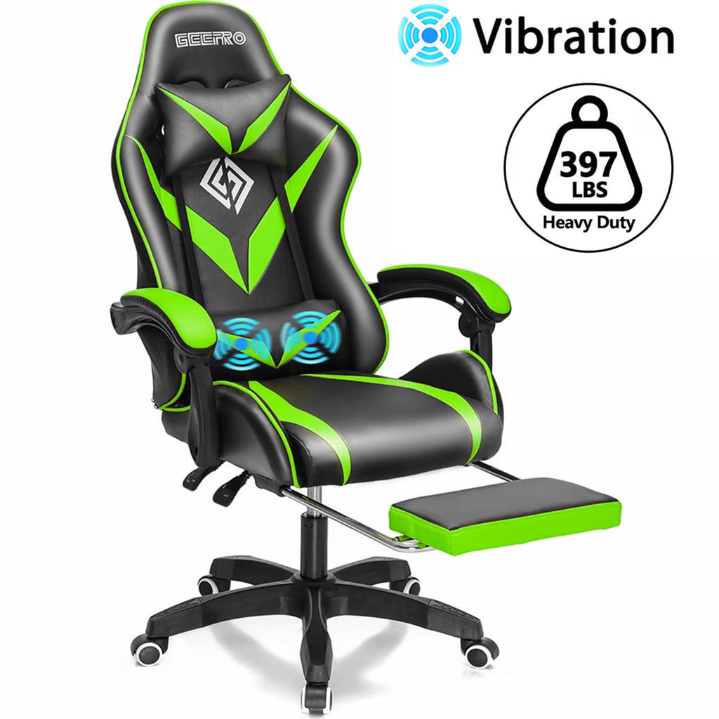 Gaming Chair with Massage Gamer Chair with 2D Armrests for Kids