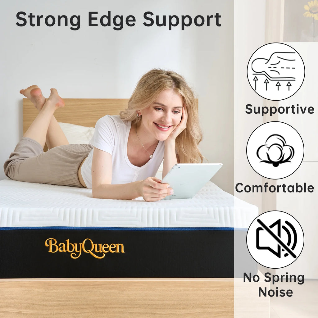 BabyQueen Twin Size Mattress 6" Medium Firm Gel Memory Foam Twin Mattress for Pressure Relief, Bed in a Box, Breathable Cooling Layers, Certified Safe Materials