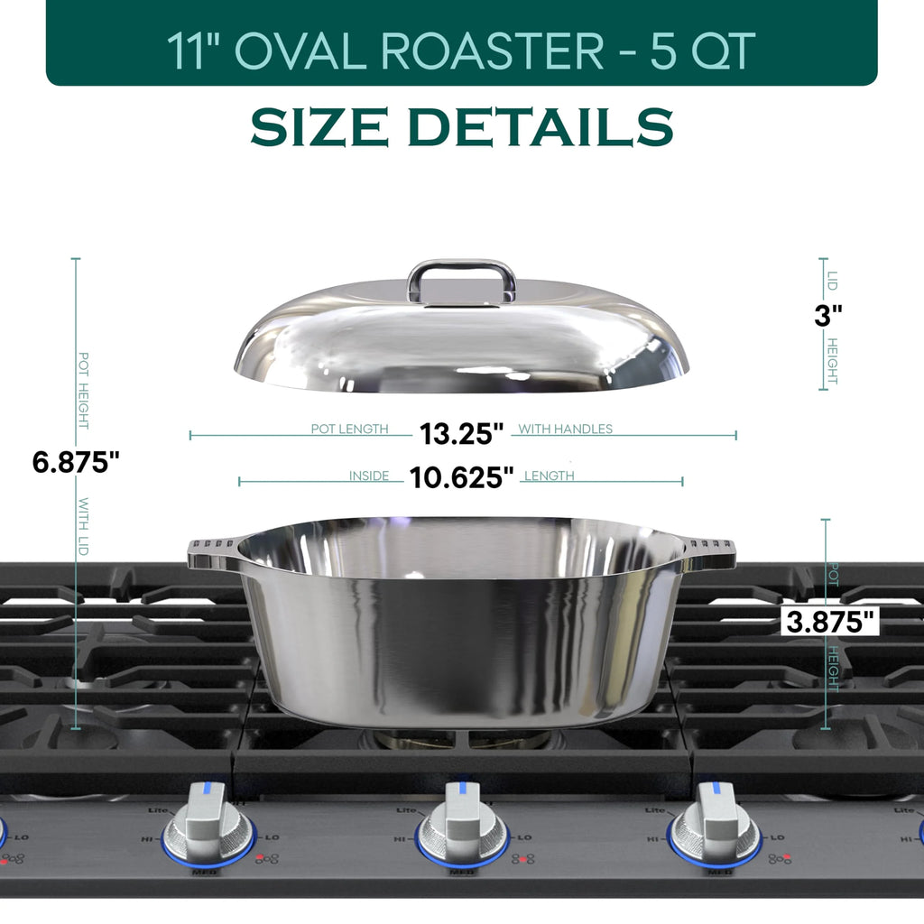 MAGNAWARE 5qt Lightweight Cast Aluminum Oval Dutch Oven, Silver