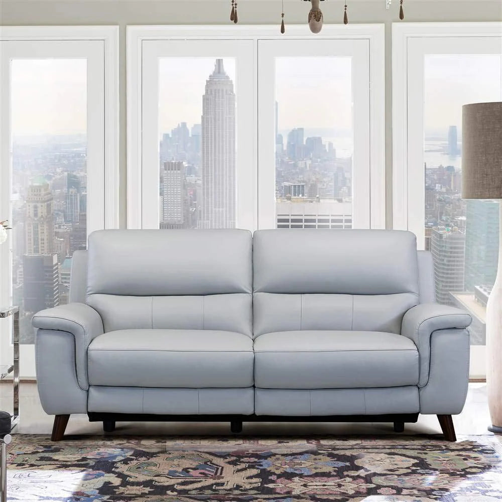 Lizette Top Grain Leather Dove Grey Power Recliner Sofa with USB
