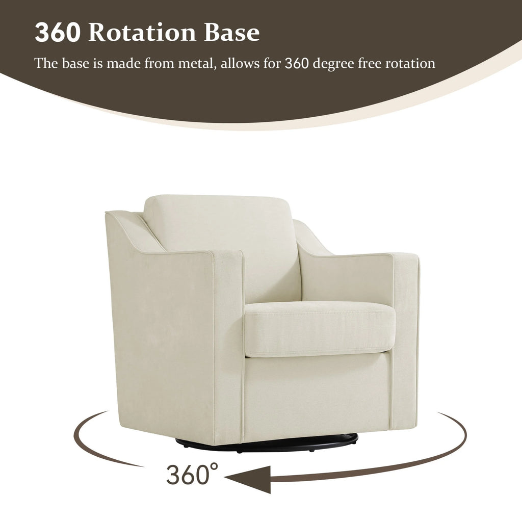 Swivel Accent Chair for Living Room, Modern Upholstered Barrel Arm Chair with Plump Back Pillow, Comfy Club Sofa Reading Chair for Adults (Chenille Navy, Set of 1)