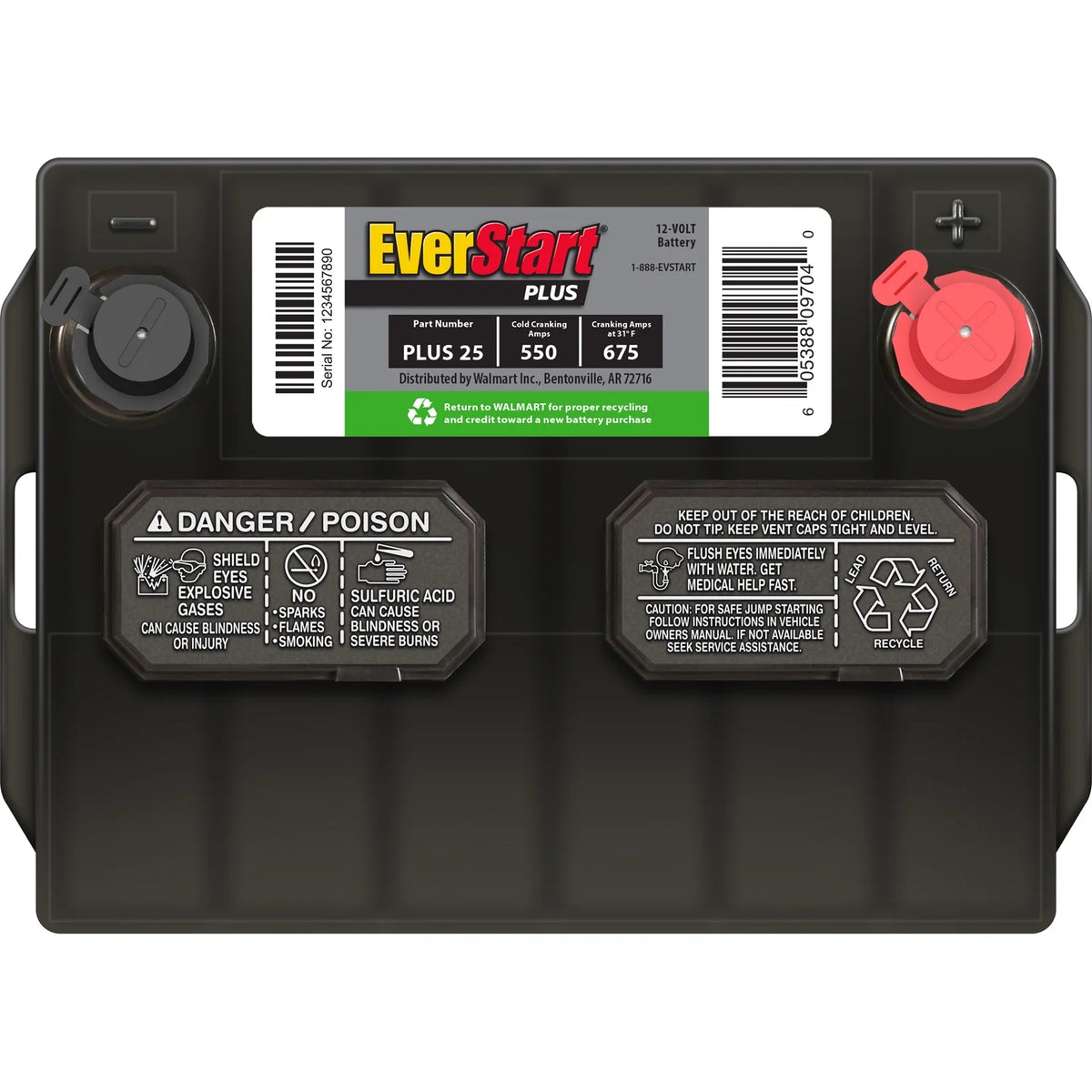 EverStart Plus Lead Acid Automotive Battery, Group Size 25 12 Volt, 550 CCA