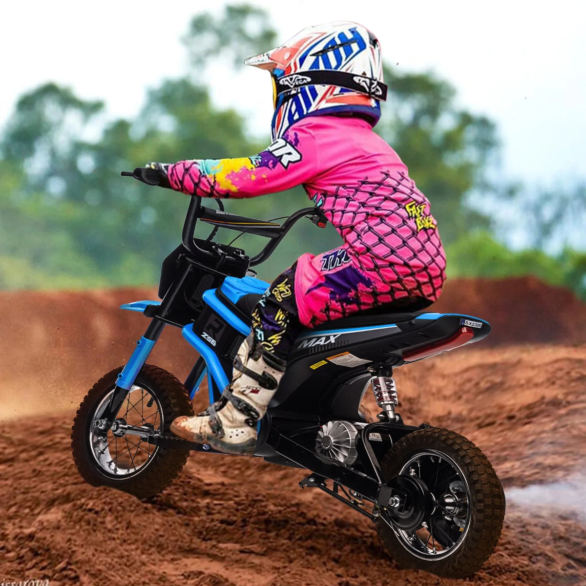 Kids Electric Dirt Bike,Electric-Powered Bike,2 Speed Settings,14.29 MPH Max,All-Terrain Electric Motorcycle for Ages 6-12,High-Speed Electric Dirt Bike for Kids,24V 350W