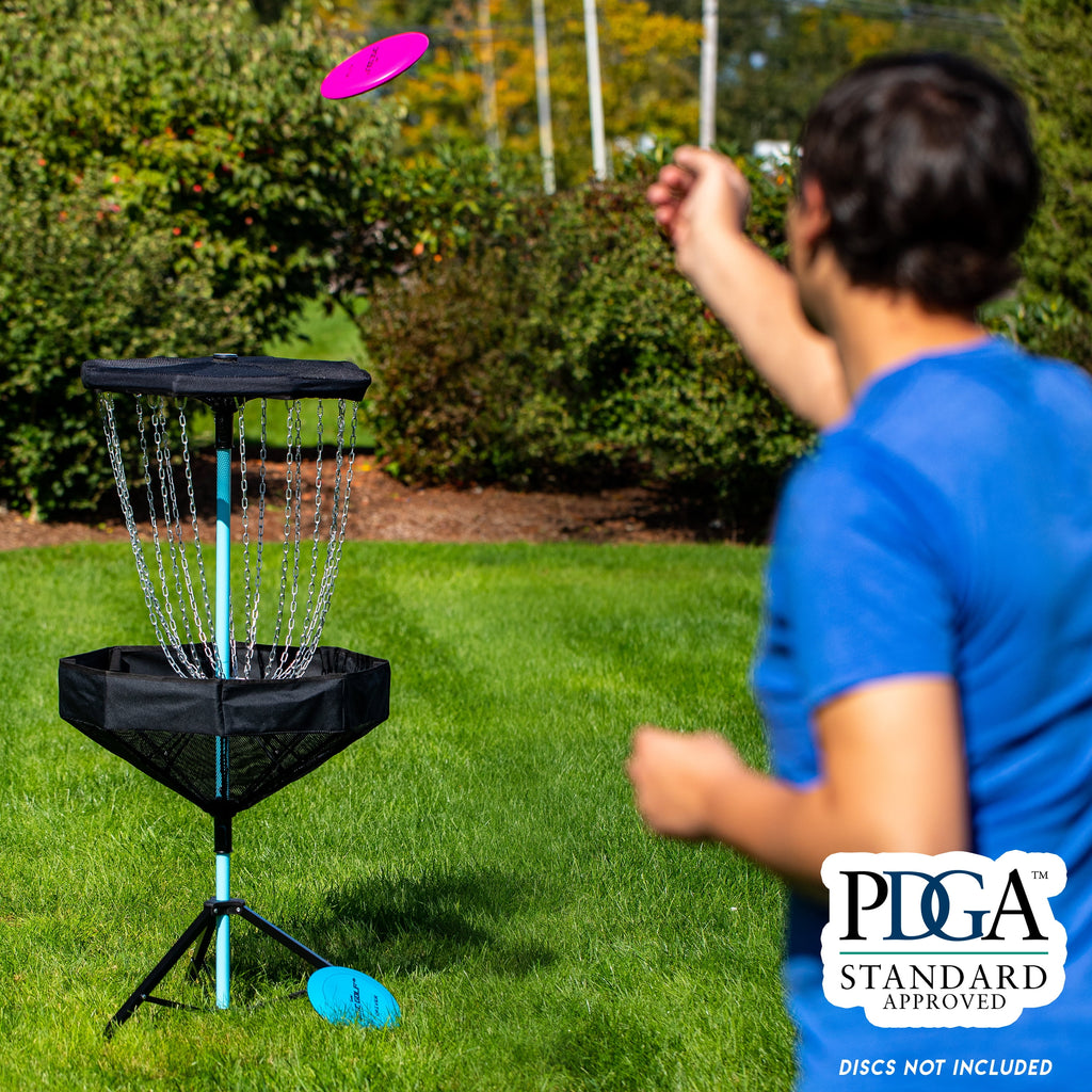 Franklin Sports Disc Golf Basket - PDGA Approved - Elite Portable Disc Golf Target Basket Set with Premium Metal Chains + Canvas Basket - Disc Golf Equipment + Hole Stand