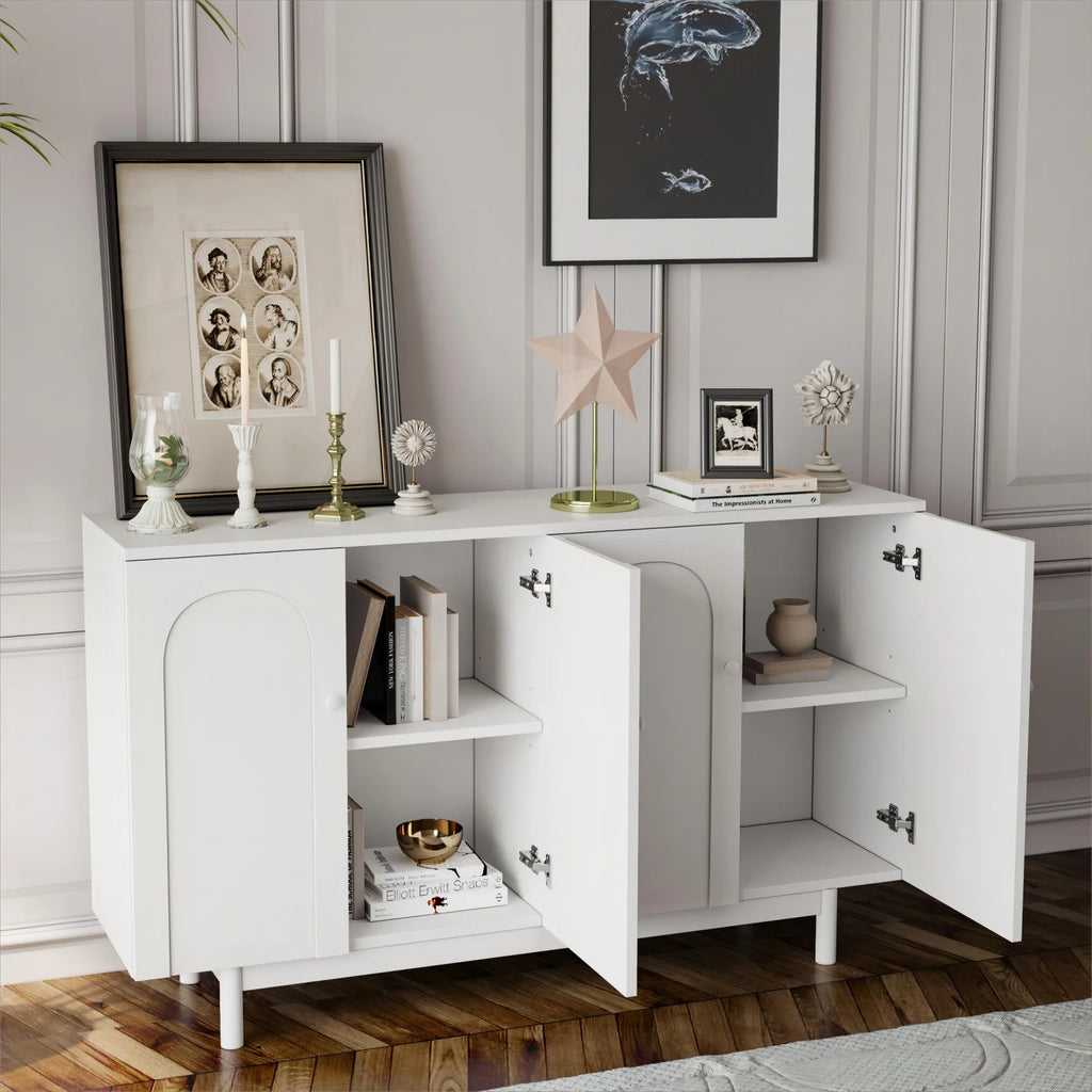 Large 4-Door Storage Cabinet with Adjustable Shelves, Modern Multi-Room Organizer for Living Room, Kitchen, Bedroom, Hallway - Blue