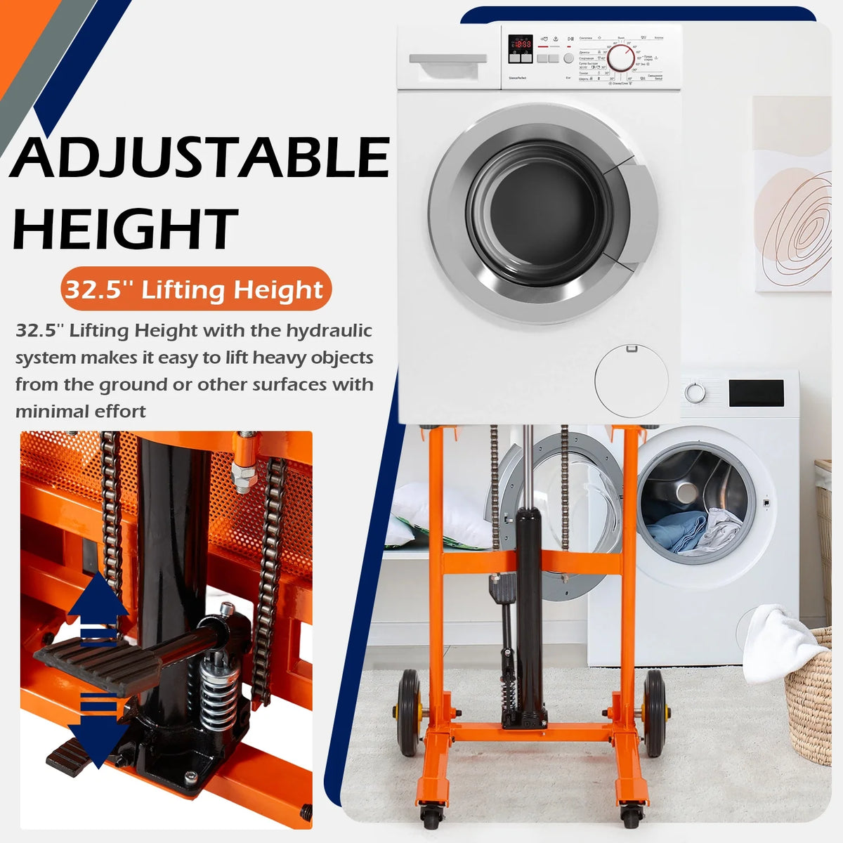 AECOJOY Hydraulic Material Lift Pallet Truck 500 Lbs,Lift Table Cart,32" Max Lift Height Pallet Truck Jack with Lockable Swivel Casters �C Ideal for Warehouse, Workshop and Garage Use