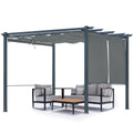Aoodor 10 x 10 ft. Outdoor Pergola with Retractable Canopy and Sunshade Roller Curtains, Aluminum Frame Grape Trellis Pergola for Patio Backyard and Deck - Gray