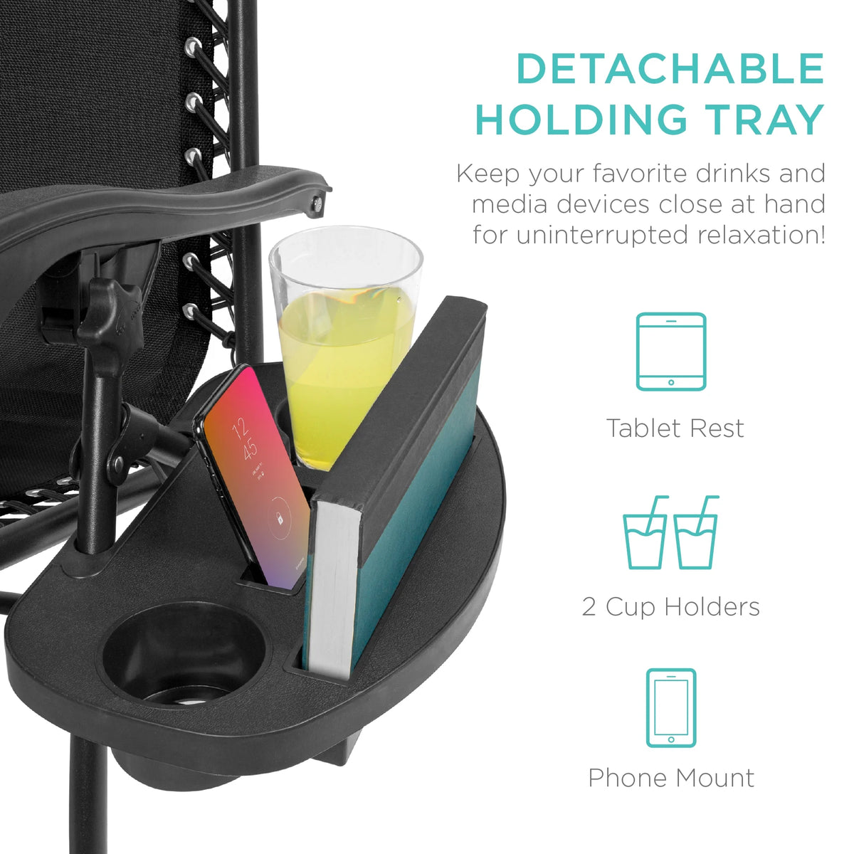 Best Choice Products Set of 2 Zero Gravity Lounge Chair Recliners for Patio, Pool w/ Cup Holder Tray - Gray