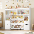 Homfa Kids Toy Storage Organizer with Removable Bin, Kids Bookshelf and Bookcase Toy Box with Drawers for Playroom, Classroom, White