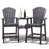 Tall Adirondack Chairs Set of 2，Outdoor Adirondack Barstools with Double Connecting Tray Patio Stools Weather Resistant for Outdoor Deck Lawn Pool Backyard,Grey