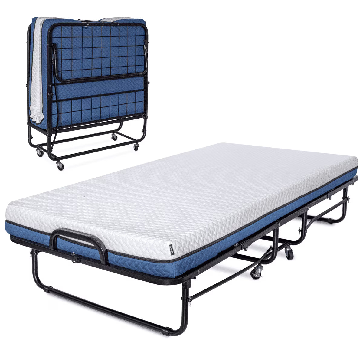 Milliard Diplomat Adjustable Size Modern Folding Bed with Memory Foam Mattress