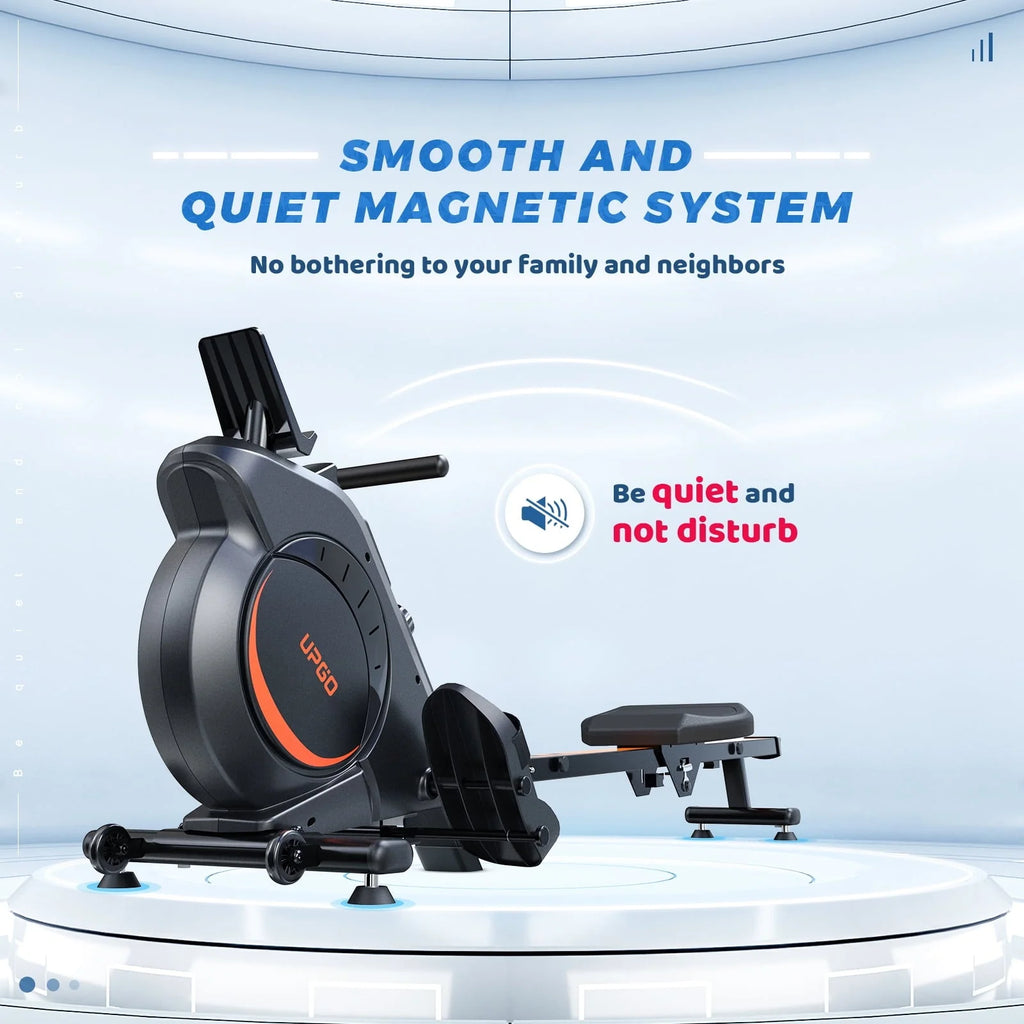 UPGO Magnetic Rowing Machine 350lbs Weight Capacity and 8 Level Resistance, Foldable Rower for Home with LCD Monitor