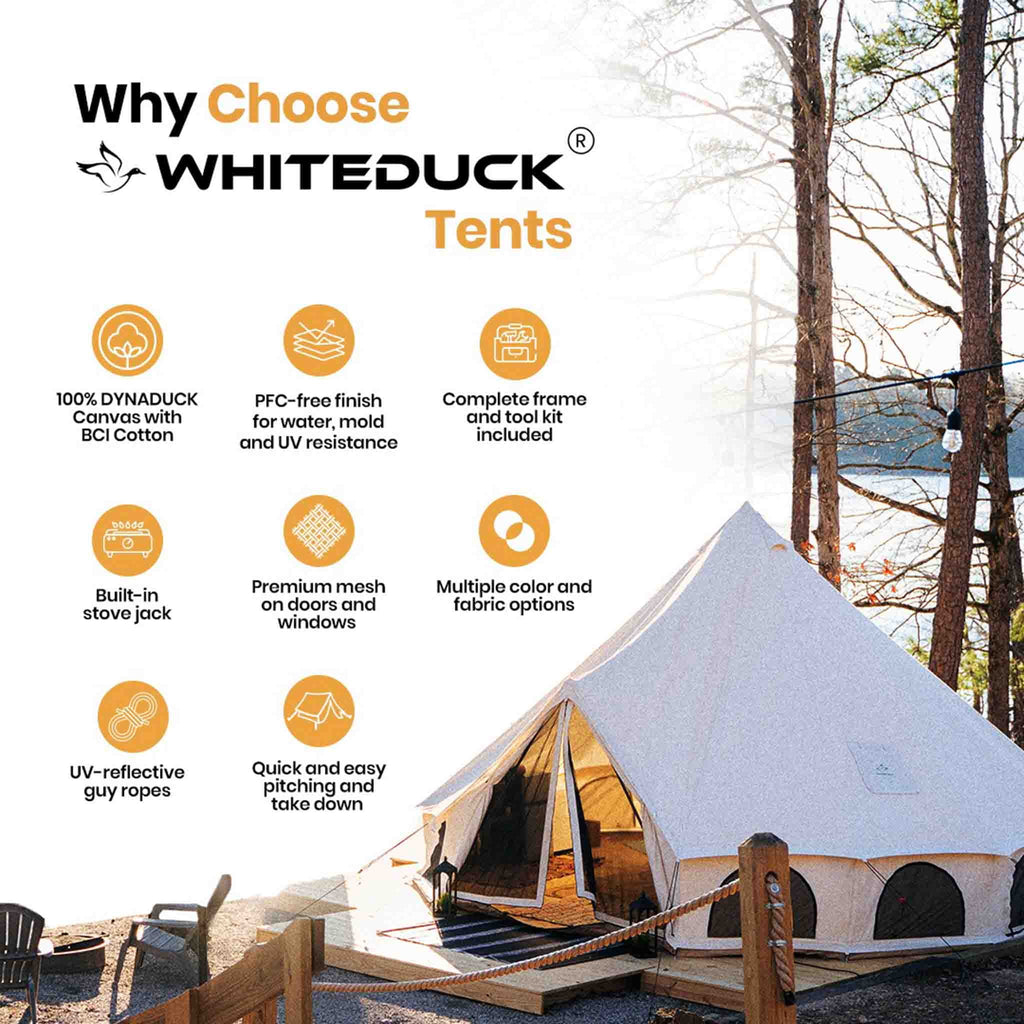 White Duck Outdoors Avalon Optimus Canvas Bell Tent (23') - Water Repellent - All Season Tent w/Stove Jack, Maximum Occupancy 12 People