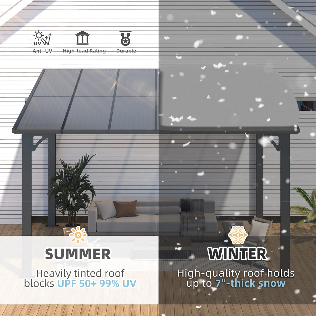AECOJOY 10' x 14' Hardtop Gazebo Outdoor Aluminum Pergola for Garden, Patio, Backyard-Gray