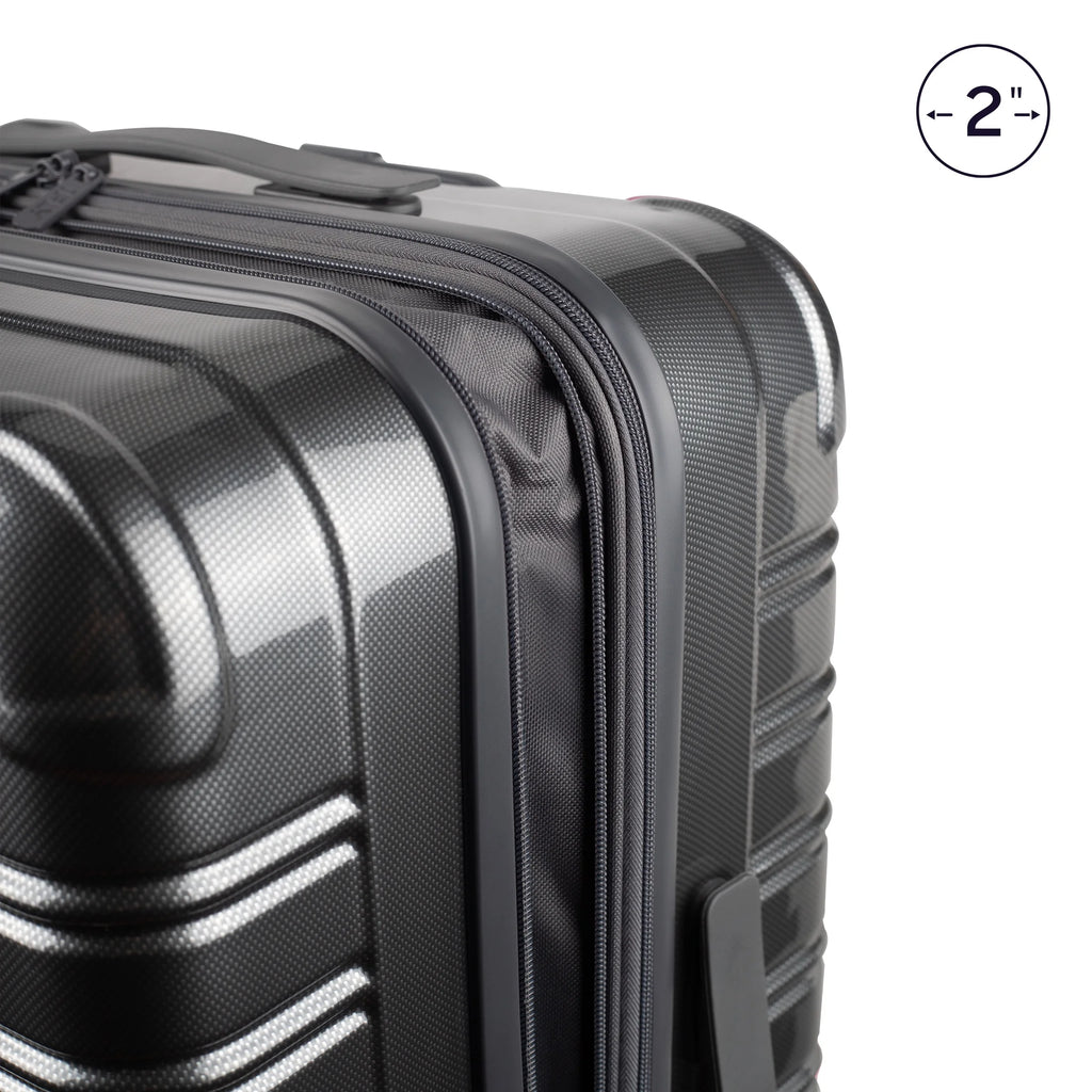 iFLY Hardside Fibertech 3.0 2 Piece Set, 20" Carry-on and 28" Checked Luggage, Gadget Gray