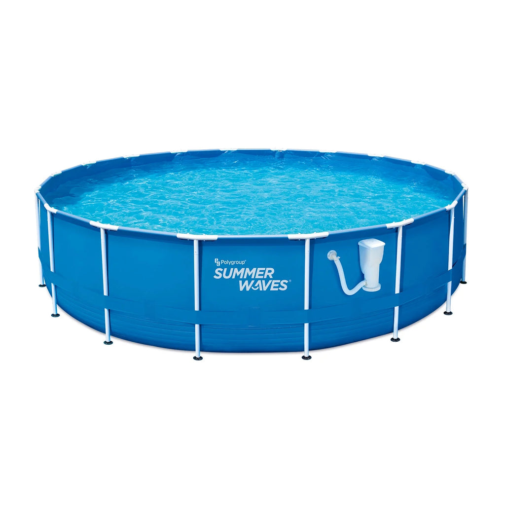 Open Box Summer Waves Active 10 Foot Metal Frame Above Ground Pool Set w/ Pump