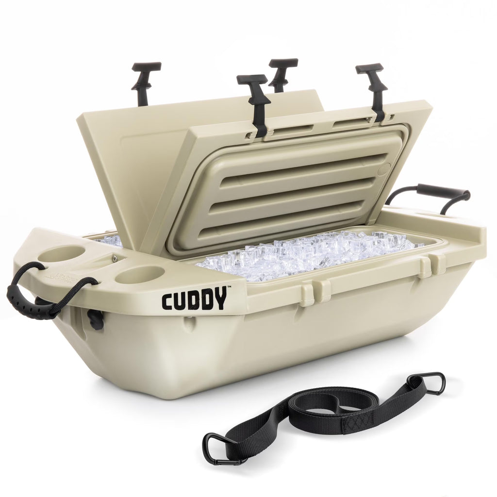 Cuddy Floating Cooler and Dry Storage Vessel - 40QT - Amphibious Hard Shell Design, Navy