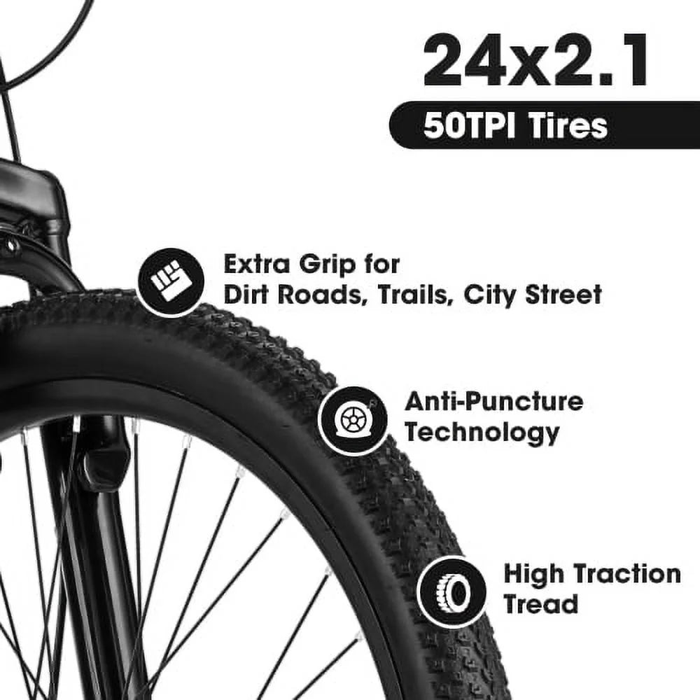 Raistyw Mountain Bikes for Adult, 24 inch Womens Bicycle Shimano 21 Speed with Dual Disc Brakes, Pink