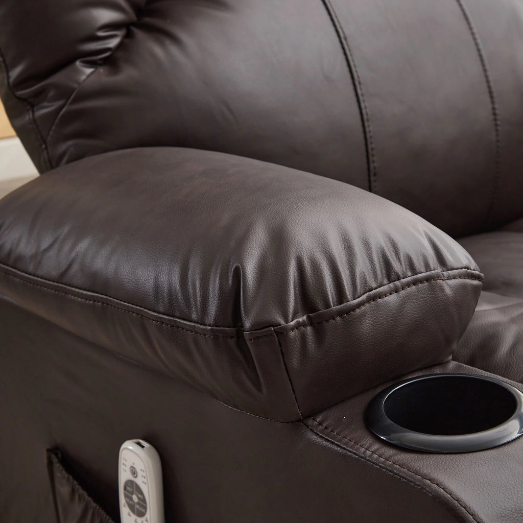 JONPONY Manual Recliner Chair with Heat Therapy and Massage Function, Heavy Duty Reclining Mechanism Massage Chair, Elderly Single Rocker Sofa with Cup Holders for Bedroom Home Theater,Black