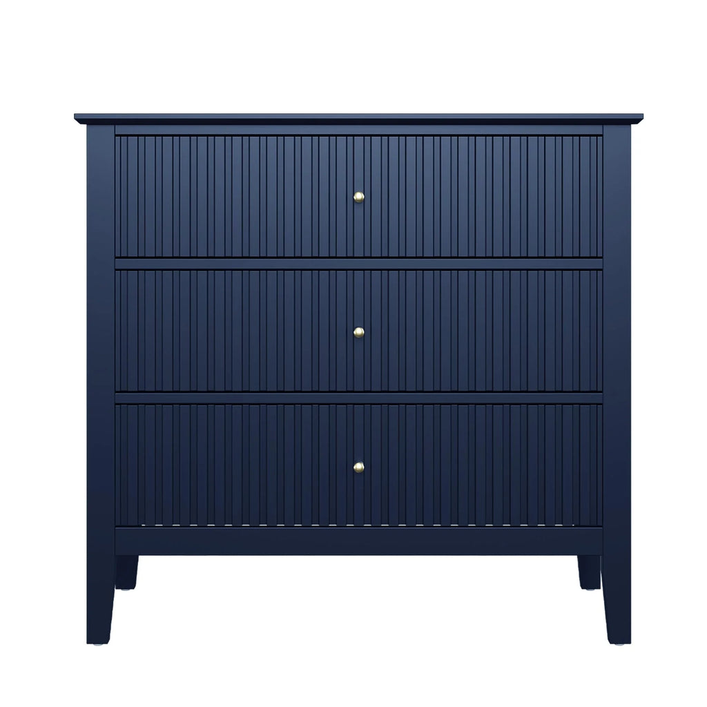 Heynemo Beige 6 Drawer Dresser, Fluted Modern Wood Chest