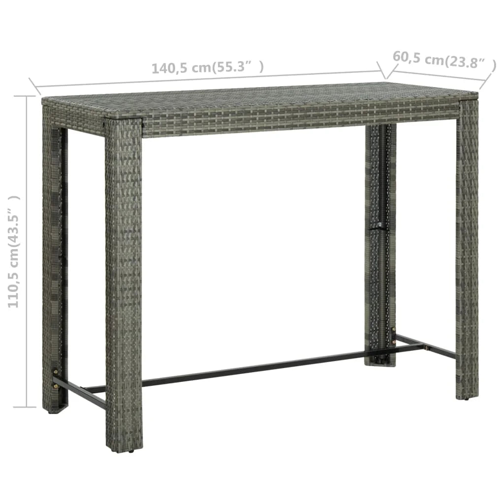 vidaXL Patio Bar Set Outdoor Bistro Set Bar Stool Bistro Table Poly Rattan