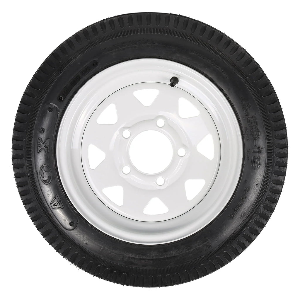 1AutoDepot 4.80-12 4.80x12 480-12 4.8-12 Trailer Tires with Rims, 5 Lug 6PR Load Range C, Set of 2