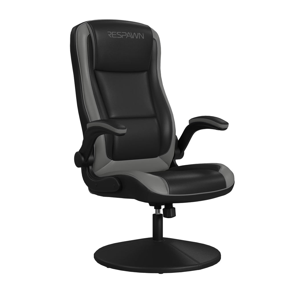 RESPAWN 800 Swivel Rocker Gaming Chair - Ergonomic Floor Gaming Seat with Lumbar Support, Flip Up Armrest, High Back, Pedestal Base, Comfortable No Wheels Console Video Game Rocker Chair - Red
